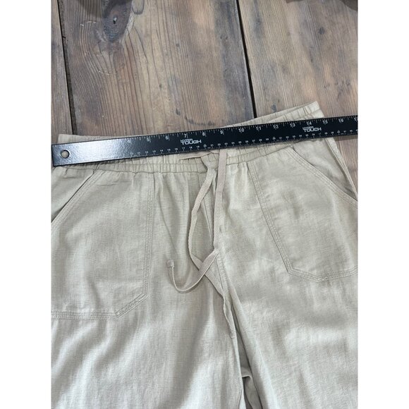 Est 1946 Cato Linen Blend Wide Leg Pant Womens Small Khaki Elastic Waist Pockets - Picture 6 of 9